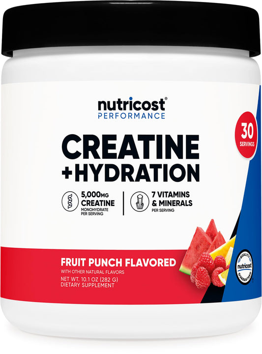 Front view of Nutricost Creatine Monohydrate Fruit Punch (30 Servings)