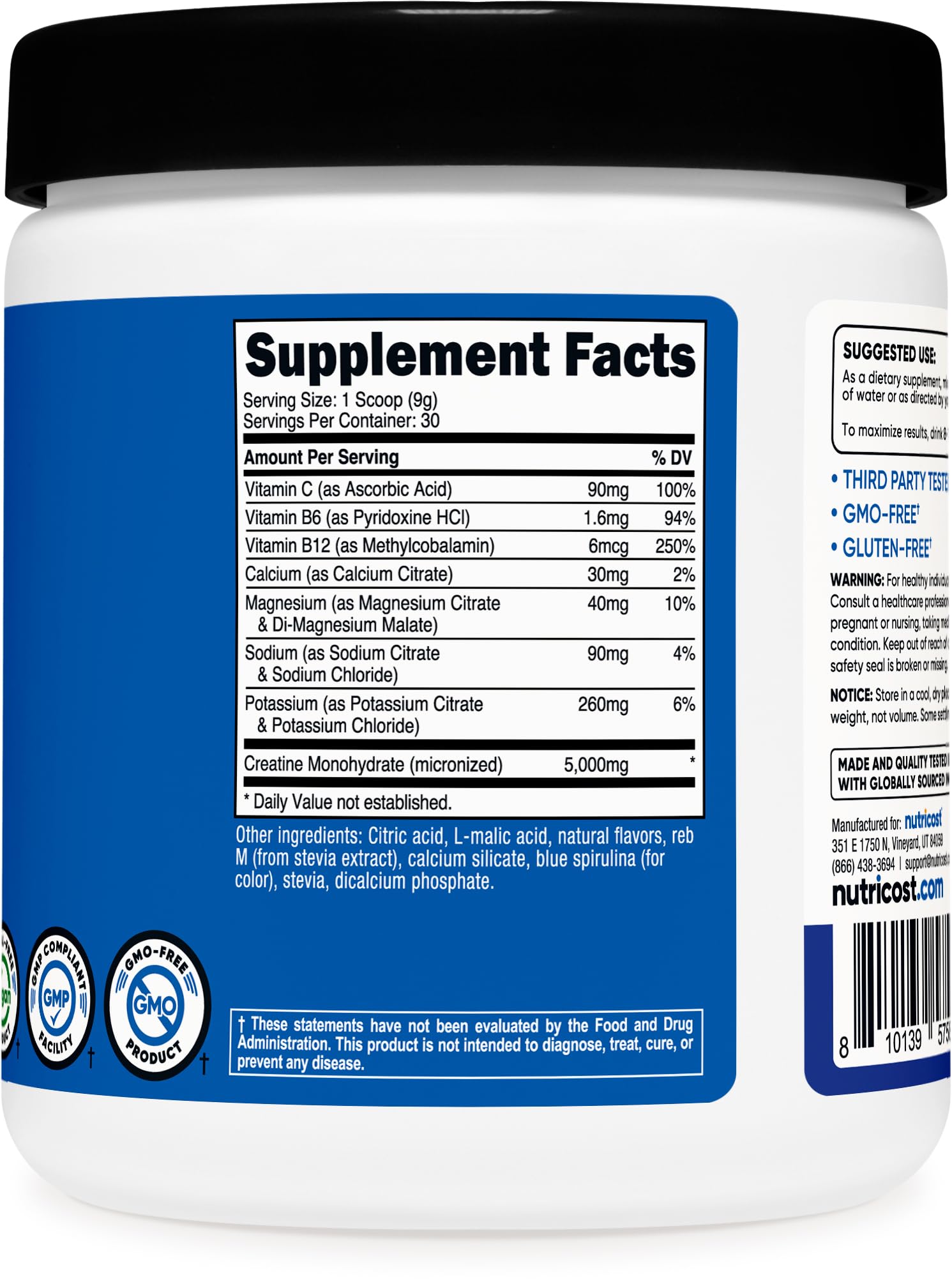 Packaging showing 7 vitamins and minerals icons on bottle