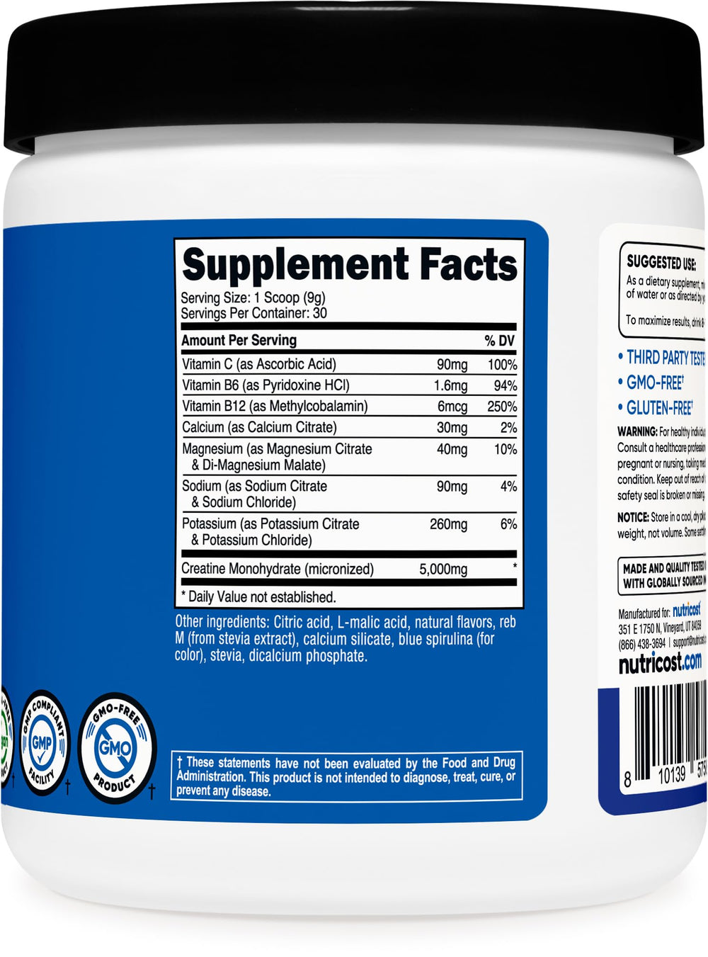 Packaging showing 7 vitamins and minerals icons on bottle