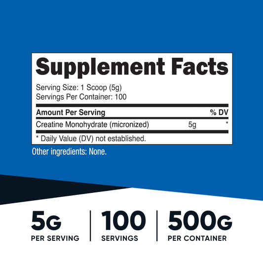 Nutricost Creatine Monohydrate Micronized 500g bottle