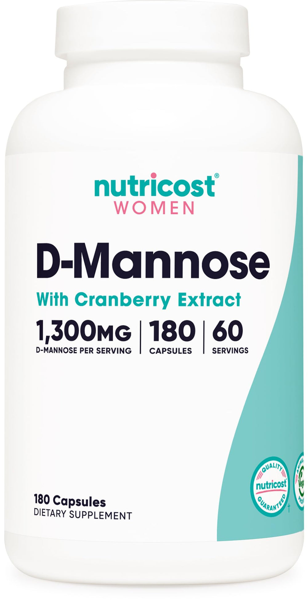 Nutricost D-Mannose with Cranberry Extract for Women bottle label
