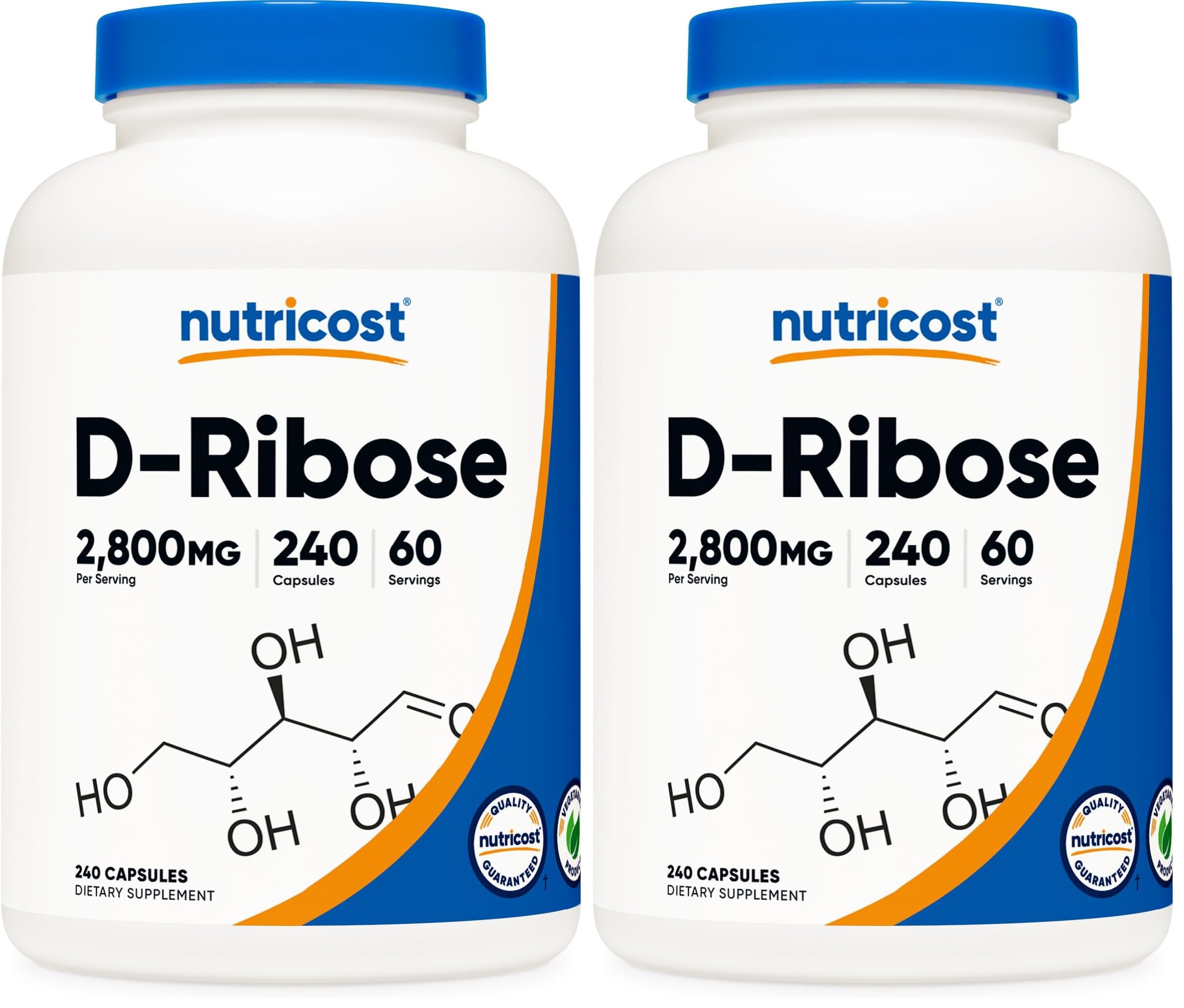 Nutricost D-Ribose 700mg bottle with capsules for daily wellness routine