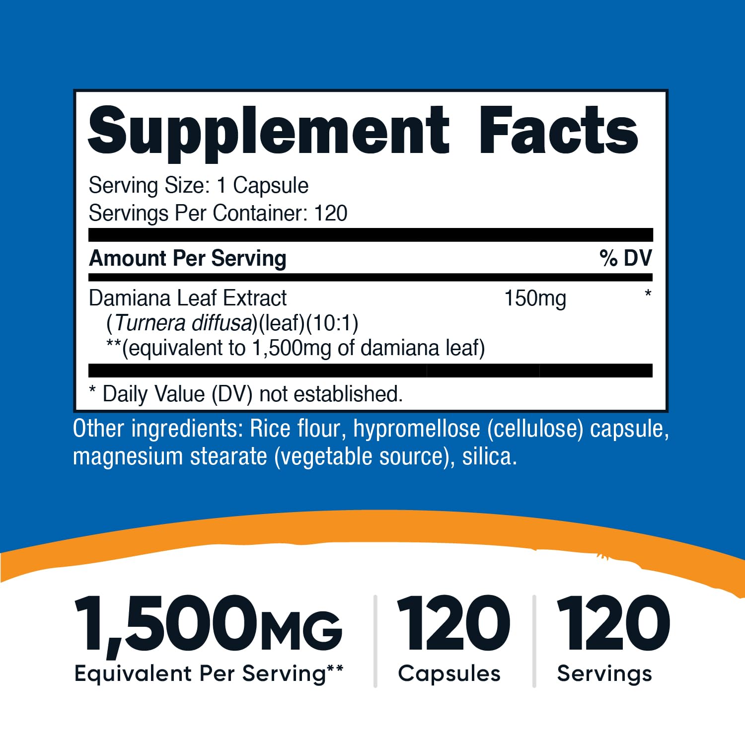 Side view of Nutricost Damiana Leaf Capsules bottle