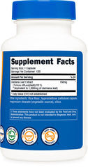Label highlighting vegan and GMO-free formulation on Nutricost Damiana Leaf Capsules