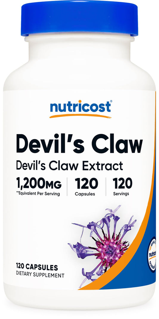Nutricost Devils Claw 1200mg bottle with 120 veggie capsules
