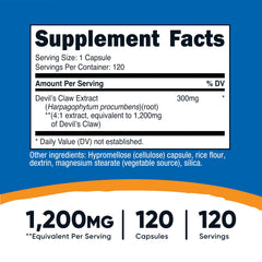 Close-up of Nutricost Devils Claw 1200mg capsules