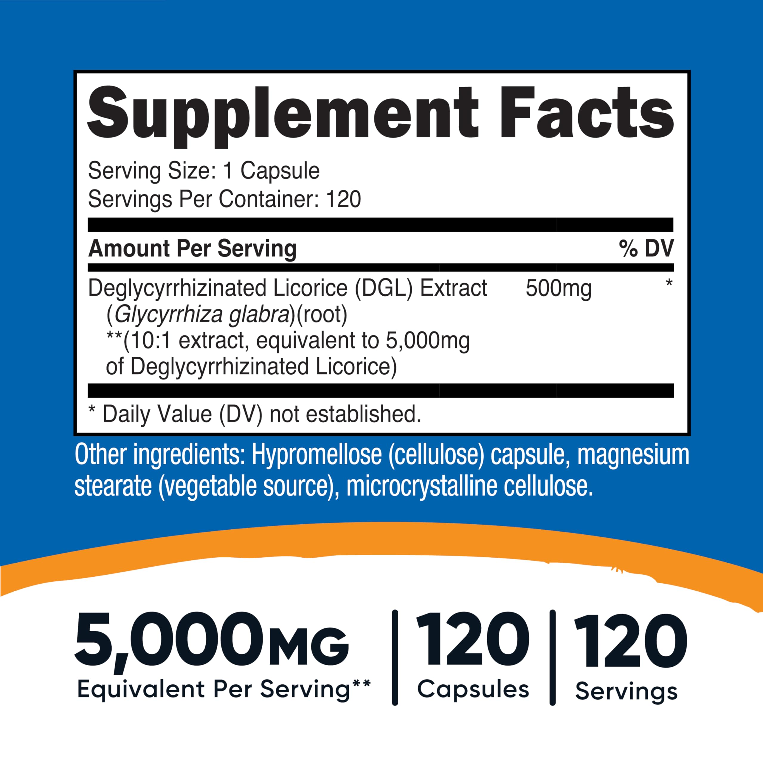 Bottle of Nutricost DGL Capsules with 120 servings