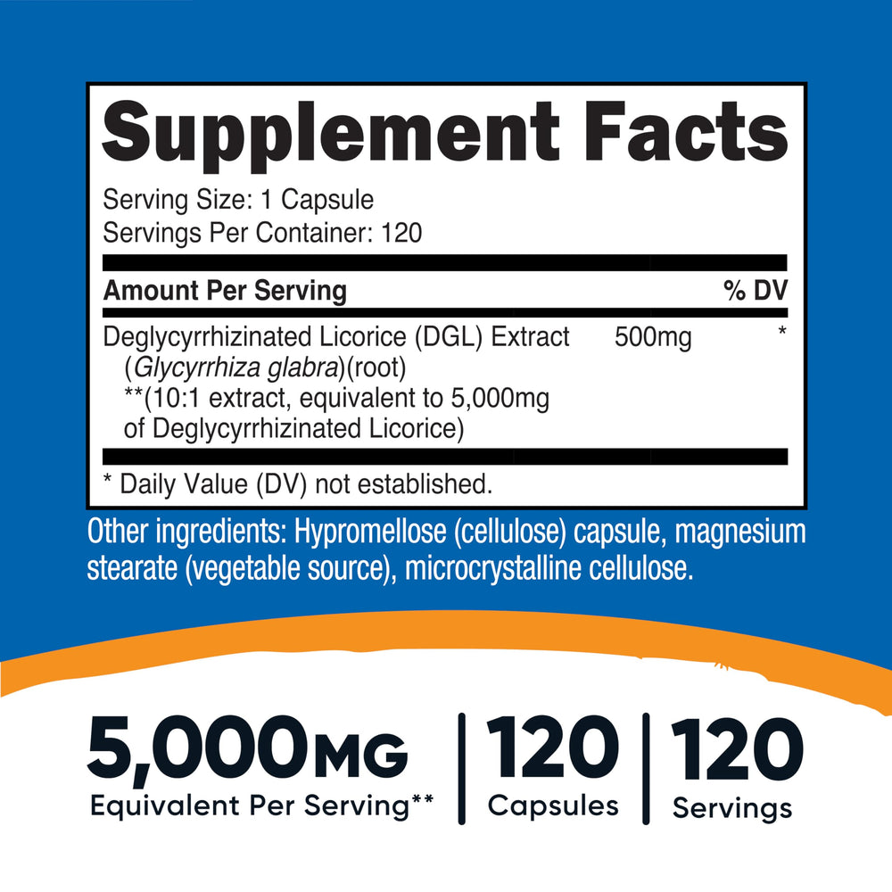 Bottle of Nutricost DGL Capsules with 120 servings