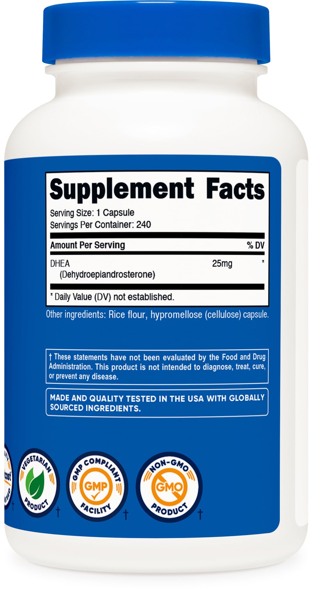 ISO-accredited third-party testing seal for Nutricost DHEA