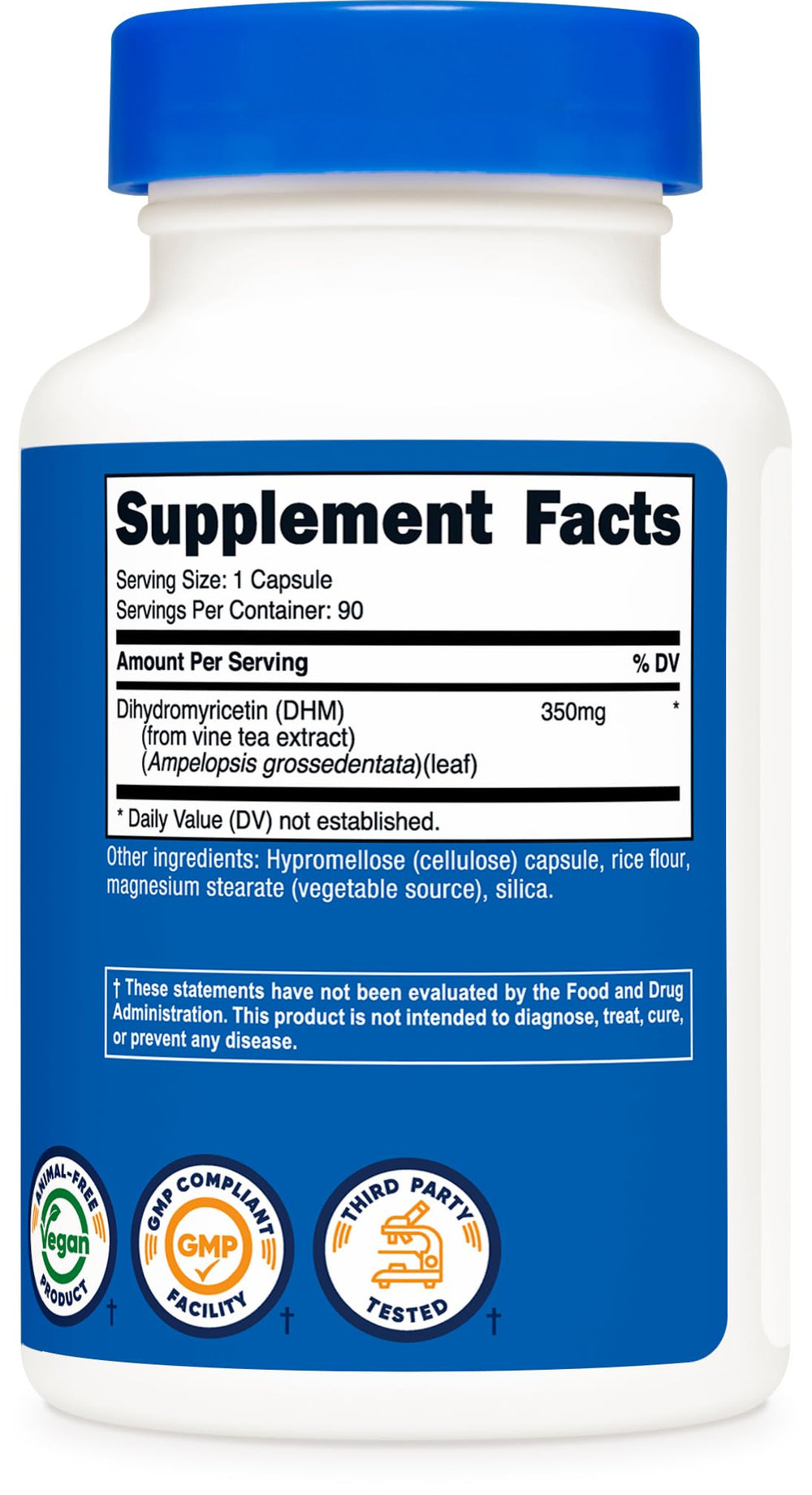Vegan-friendly, gluten-free Nutricost DHM capsules