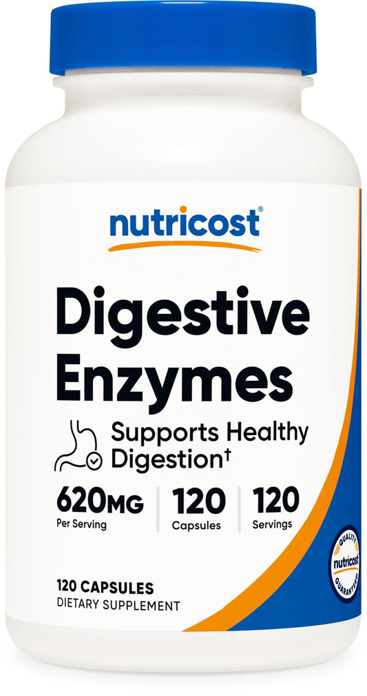 Front view of Nutricost Digestive Enzymes 620mg bottle