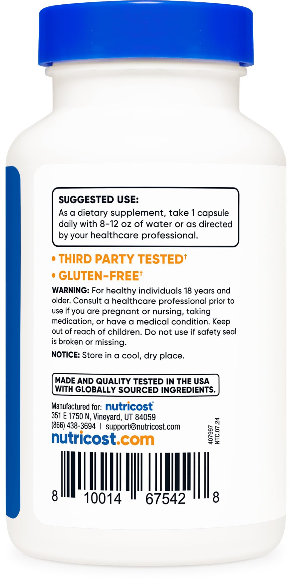 Packaging highlighting gluten-free, non-GMO, vegetarian DIM