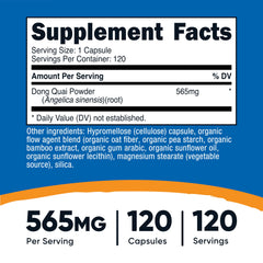 Close-up of Nutricost Dong Quai 565mg capsule
