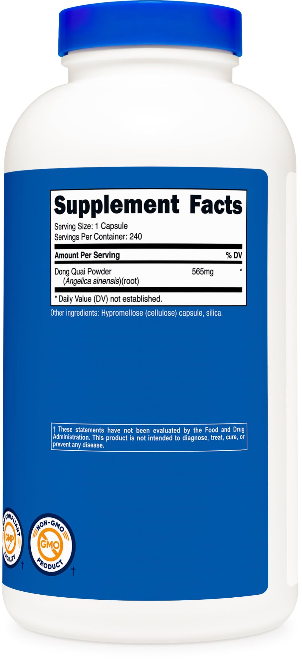 Back label displaying 240 capsules per bottle