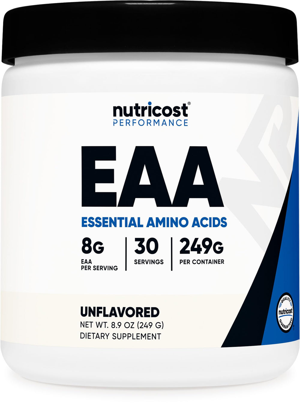 Nutricost EAA Powder 30 Servings Unflavored bottle front view