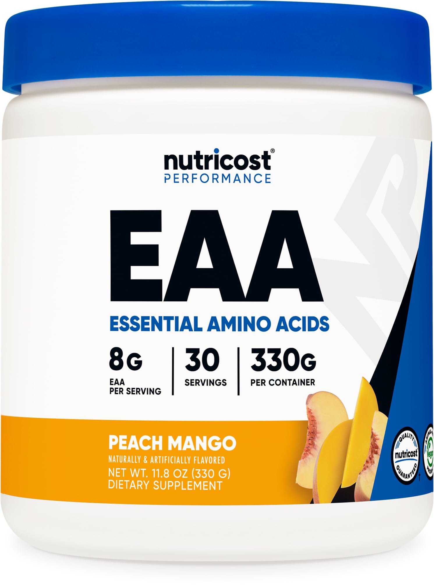 Nutricost EAA Powder Peach Mango bottle front
