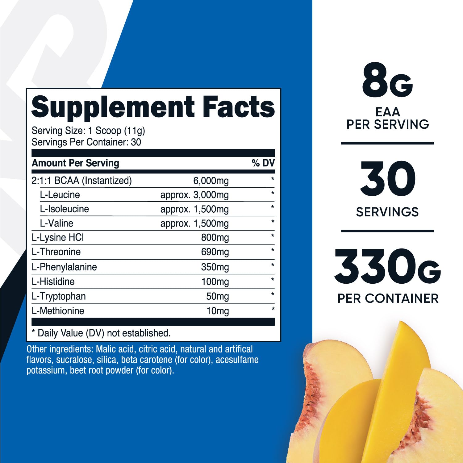 Nutricost EAA Powder Peach Mango label detail