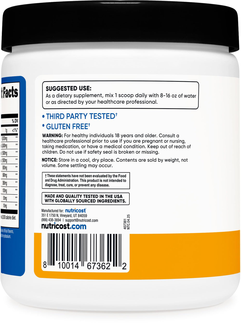 Nutricost EAA Powder POG bottle label