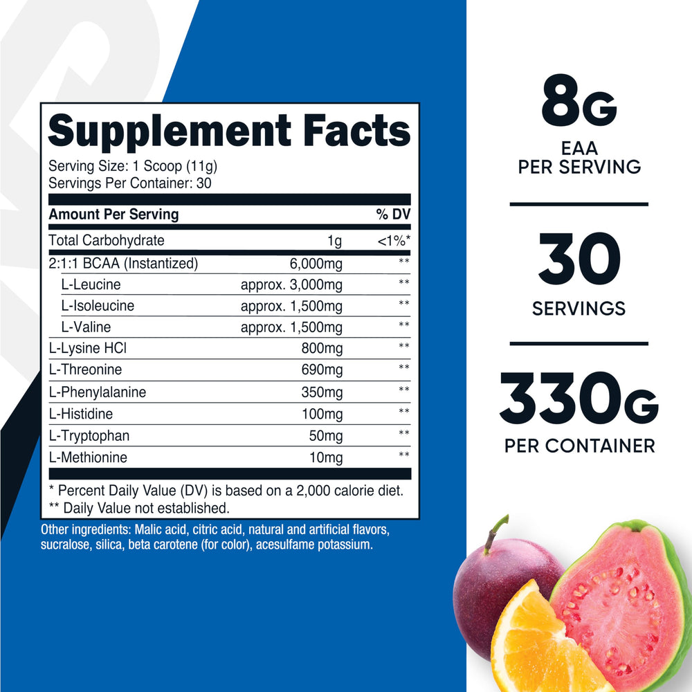 Nutricost EAA Powder POG flavor orange serving