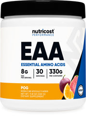 Nutricost EAA Powder POG flavor passion fruit serving