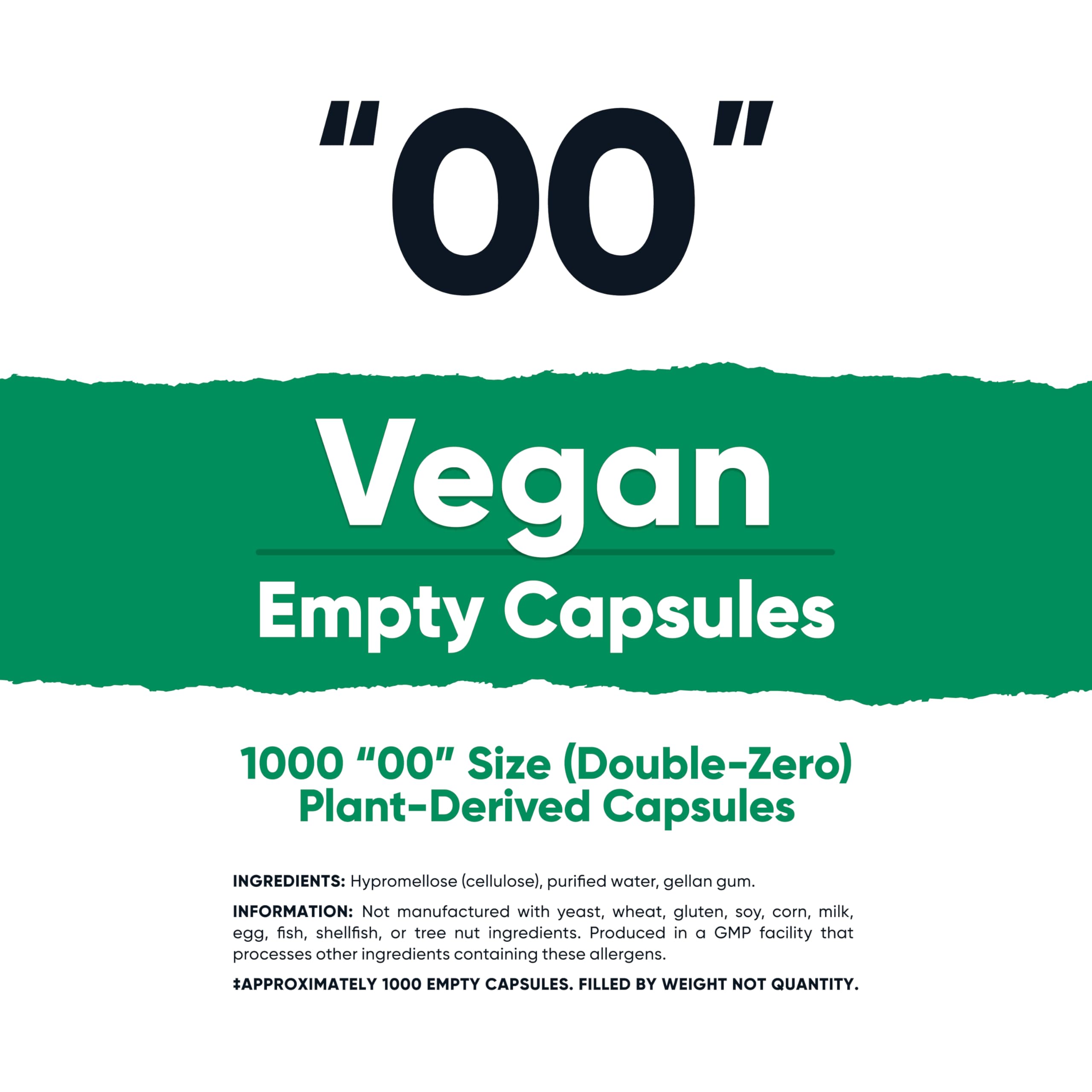 Close-up of clear vegan capsules Size 00
