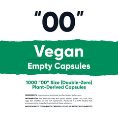 Close-up of clear vegan capsules Size 00