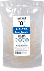 Nutricost Size 0 empty gelatin capsules, 1000-count, clear