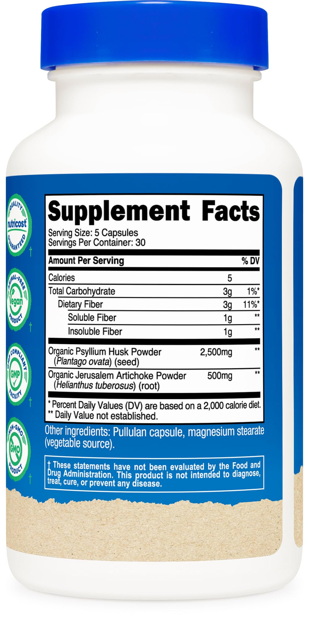 Nutricost Fiber Capsules on white background with packaging