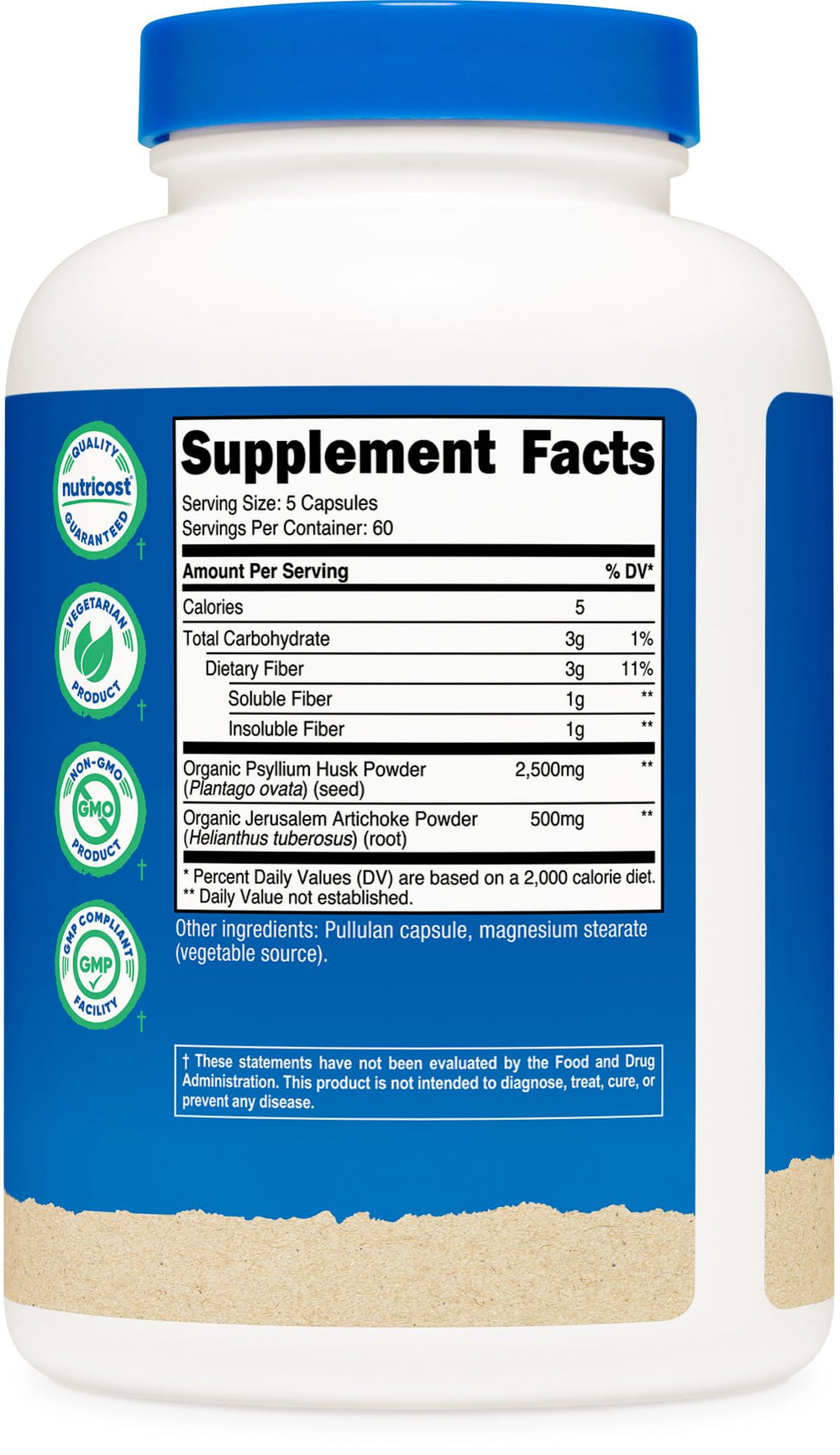 GMP compliant, FDA registered facility emblem with Gluten Free and Non-GMO indicators