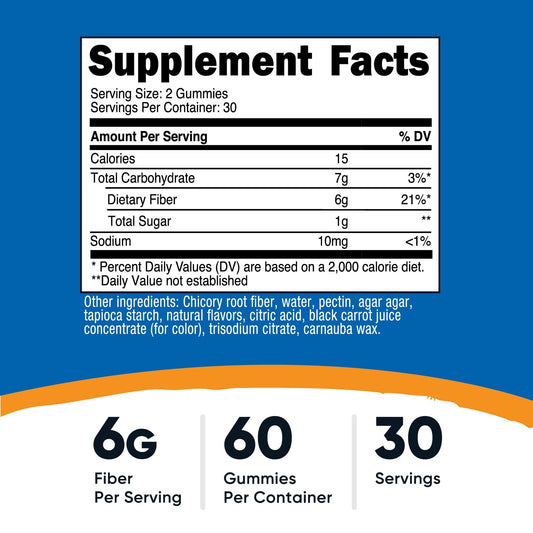 Infographic showing 6g dietary fiber per serving
