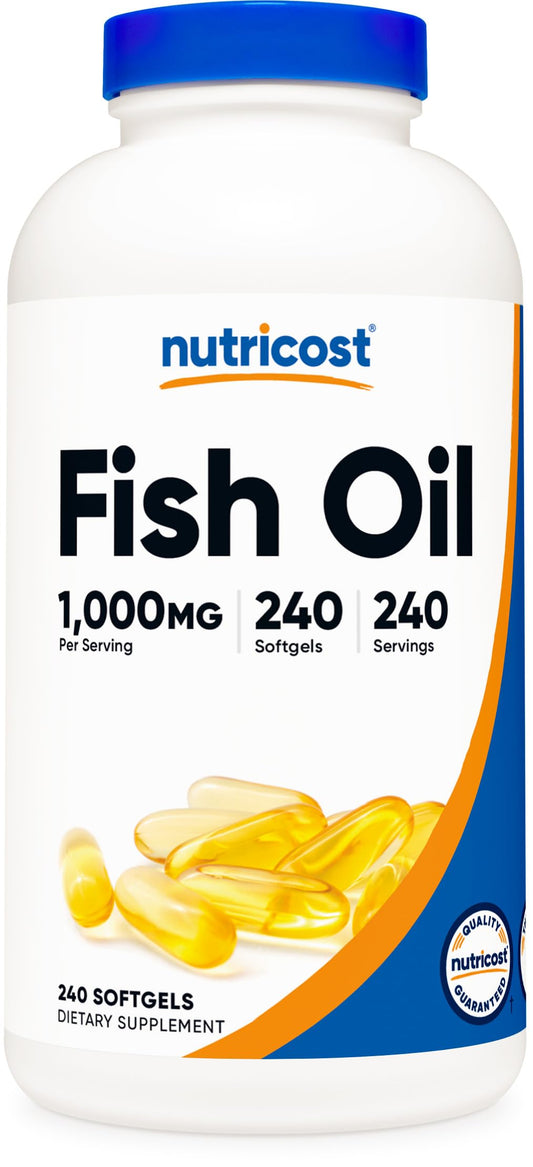 Nutricost Fish Oil Omega-3 Softgels, 1000mg per softgel, 240-count