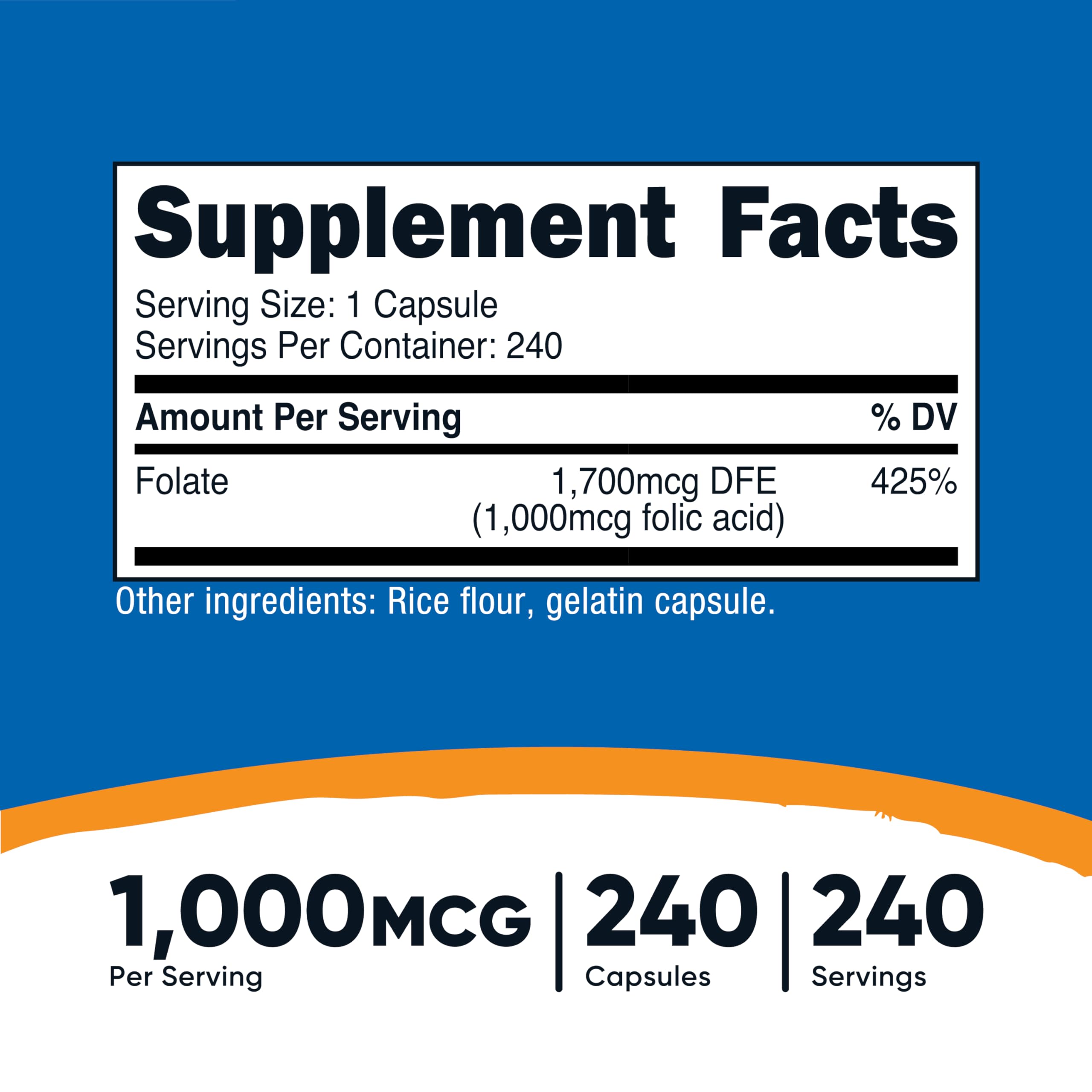 Close-up of 1000 mcg folic acid capsules