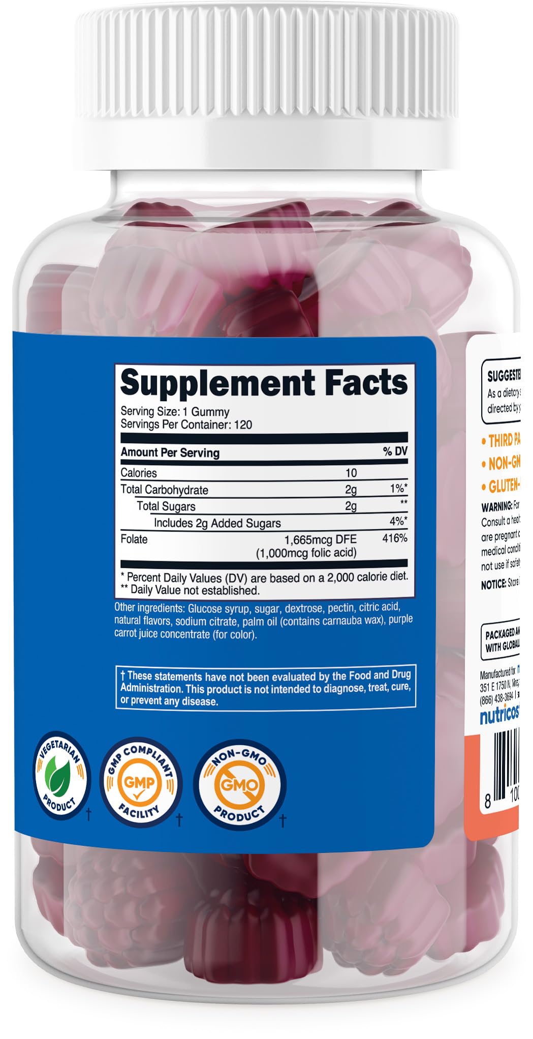 Serving size of Nutricost Folic Acid Gummies