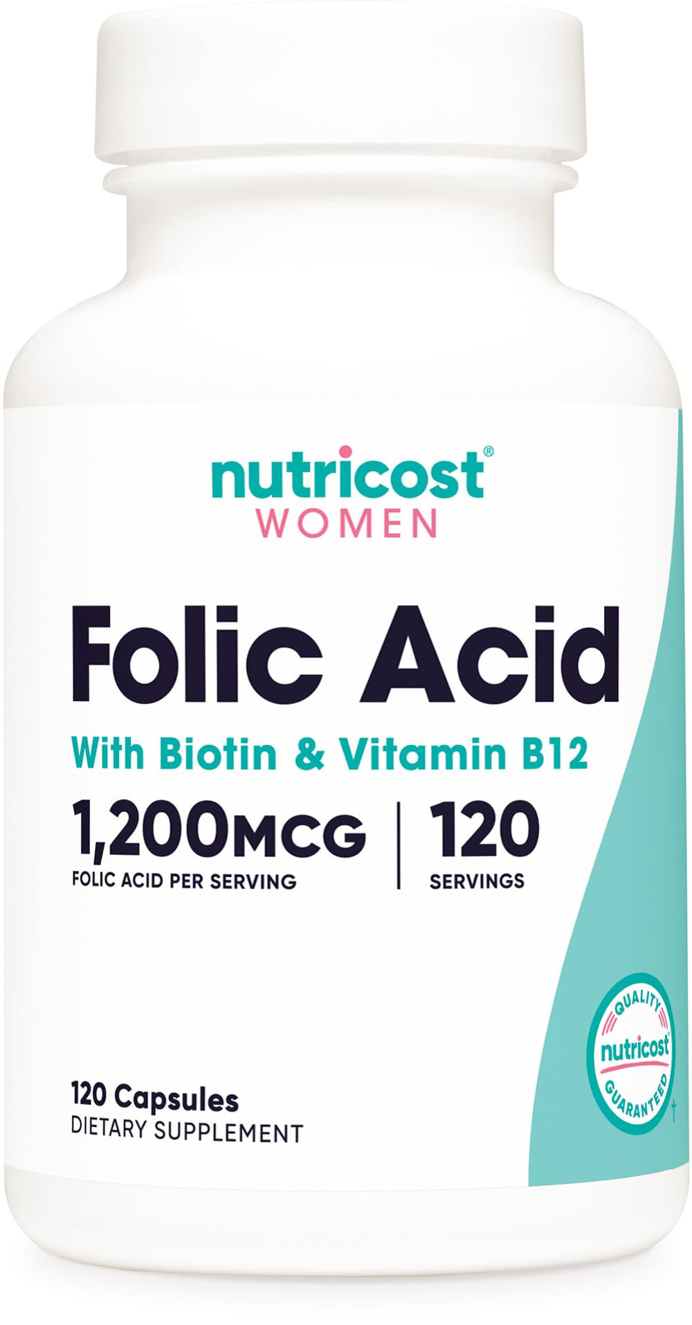 Nutricost Folic Acid for Women bottle – 120 capsules