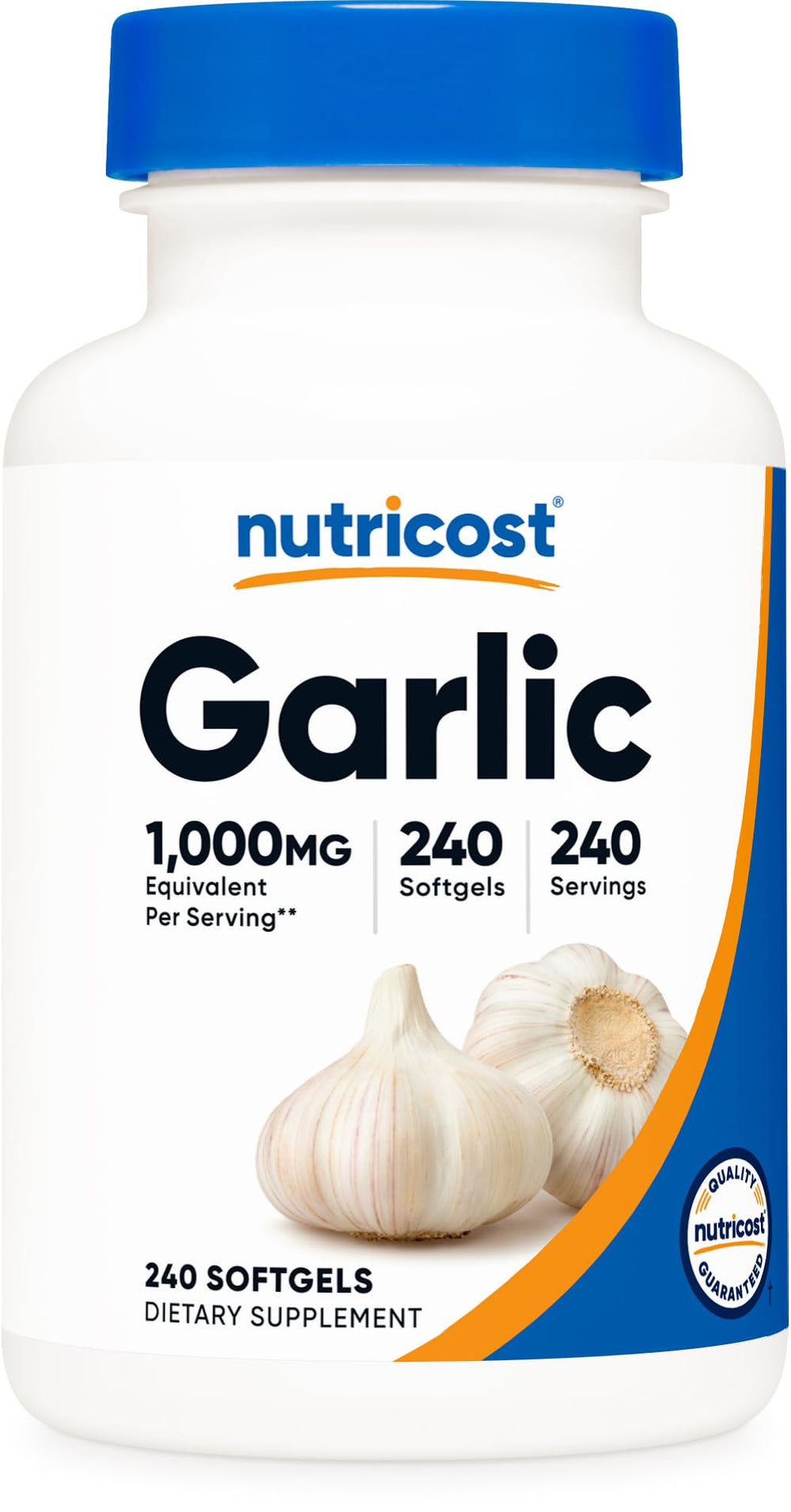 Bottle of Nutricost Garlic 1000mg Odorless Softgels