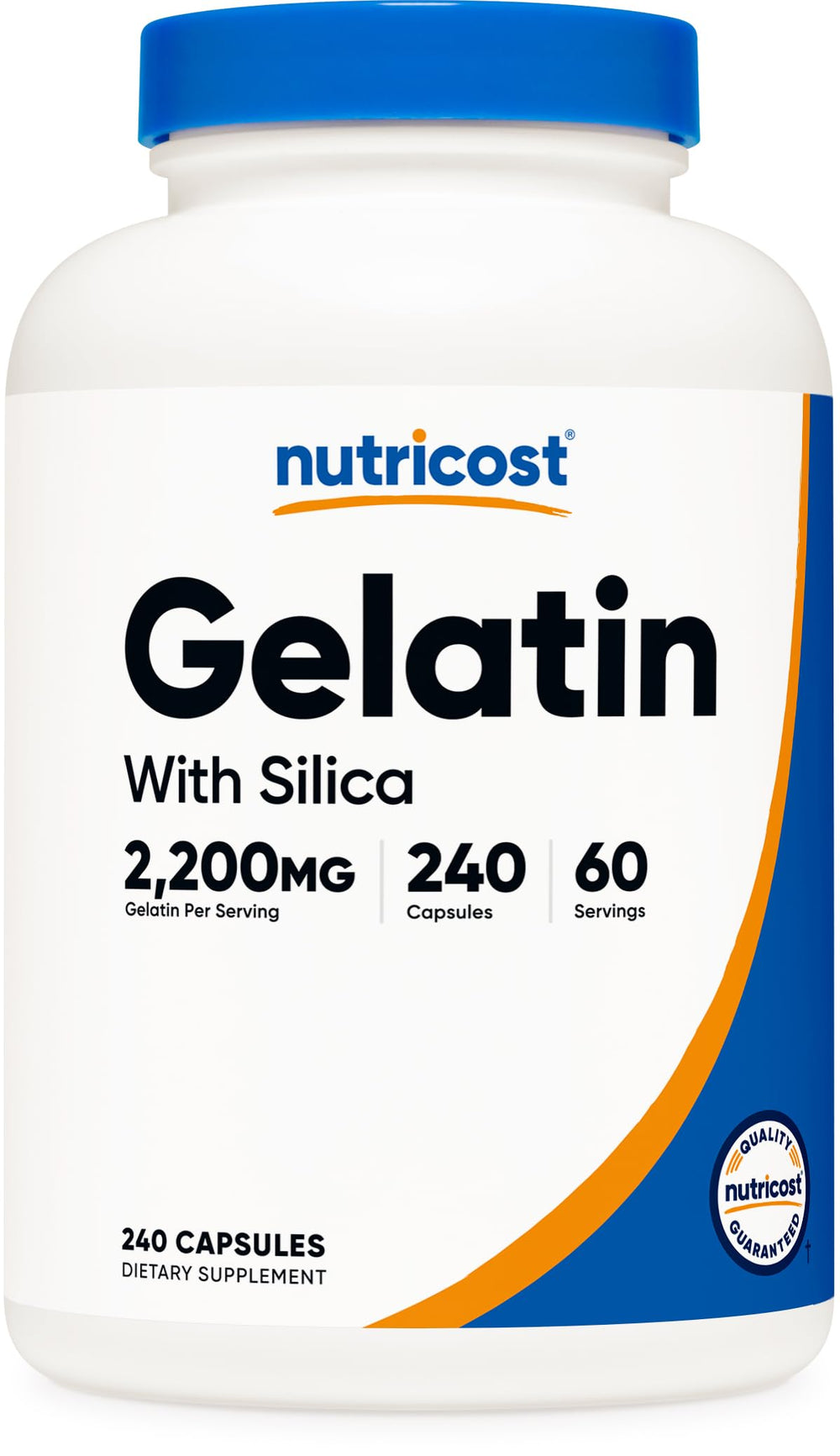 Nutricost Gelatin with Silica bottle and 240 capsules