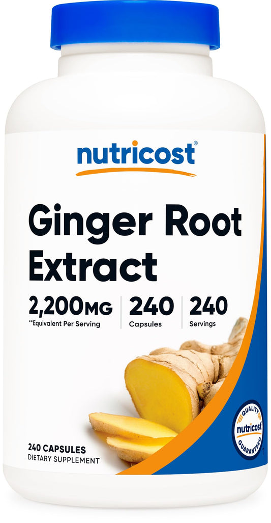 Nutricost Ginger Root Extract bottle showing 2,200mg per serving