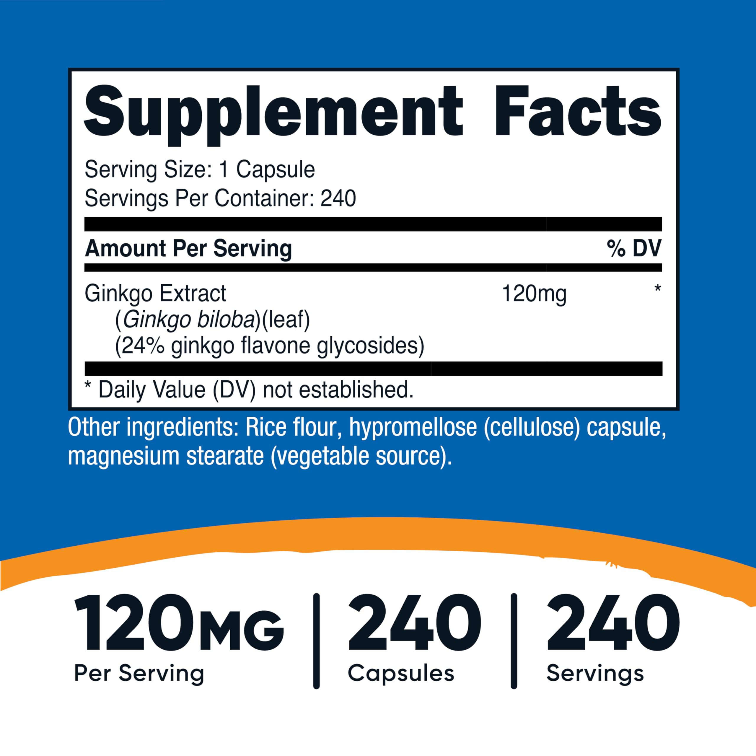 Capsules close-up of Nutricost Ginkgo Biloba 120mg