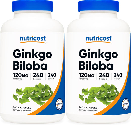 Nutricost Ginkgo Biloba 120mg bottle front - pack of 2