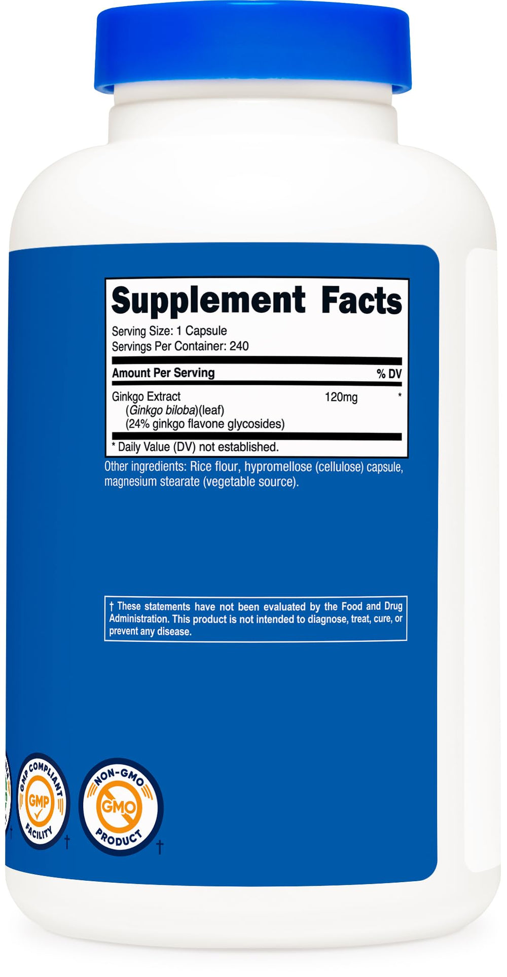 Packaging shot of Nutricost Ginkgo Biloba 120mg 240 capsules