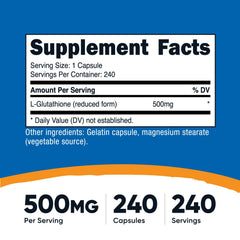 Nutricost Glutathione Capsules 500mg bottle front view