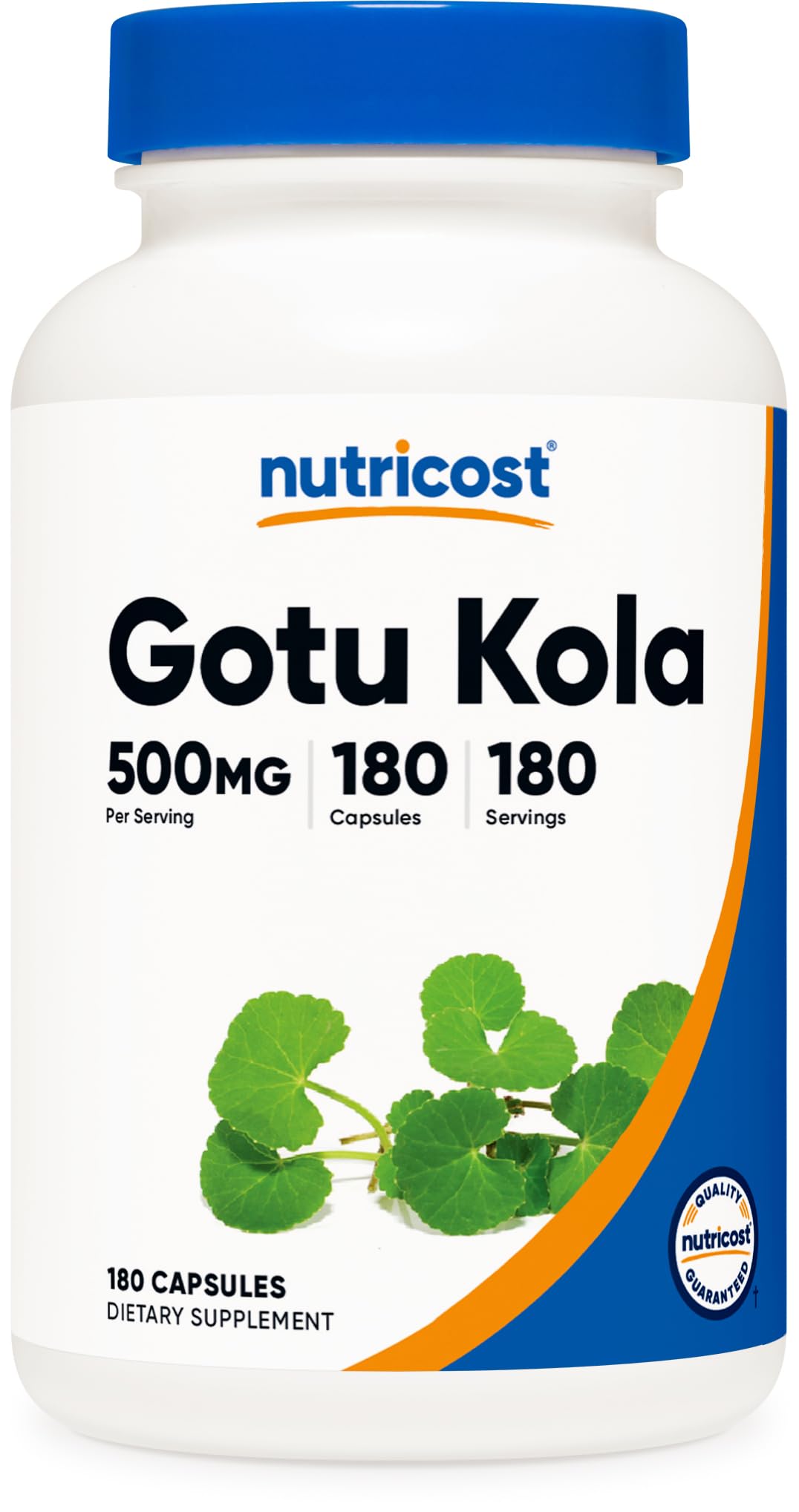 Bottle of Nutricost Gotu Kola 500 mg capsules (180 servings)