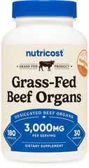 Nutricost Grass Fed Beef Organs supplement bottle front view