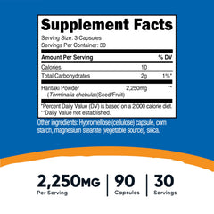 Haritaki capsules from Nutricost bottle lined up