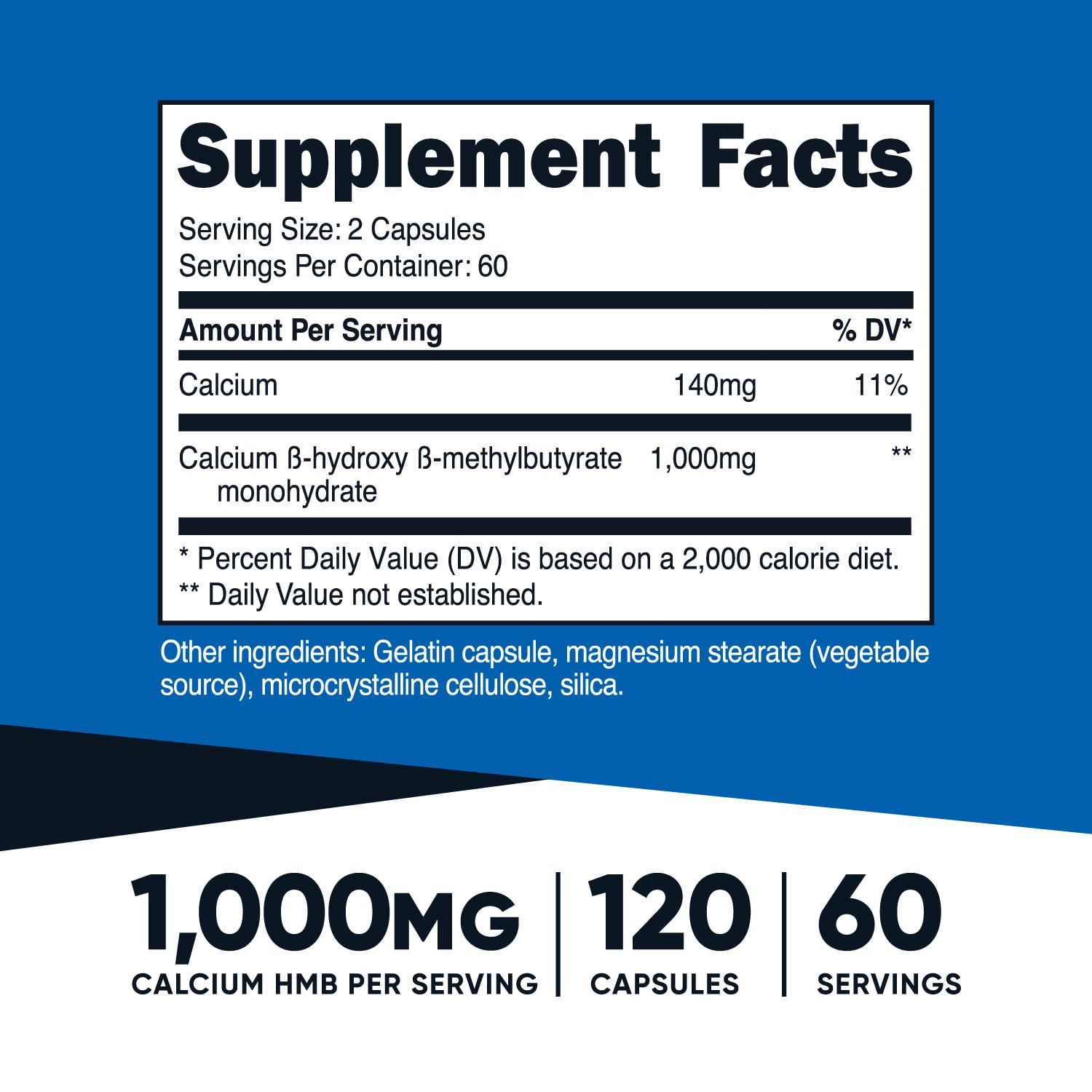 Nutricost HMB bottle back with supplement facts