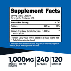 Nutricost HMB bottle showing 120 servings per bottle