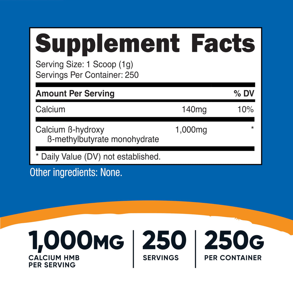 Nutricost HMB Powder label showing ingredients