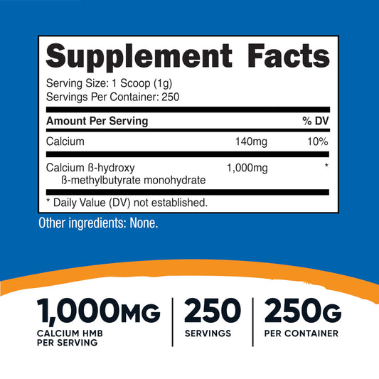 Nutricost HMB Powder label showing ingredients
