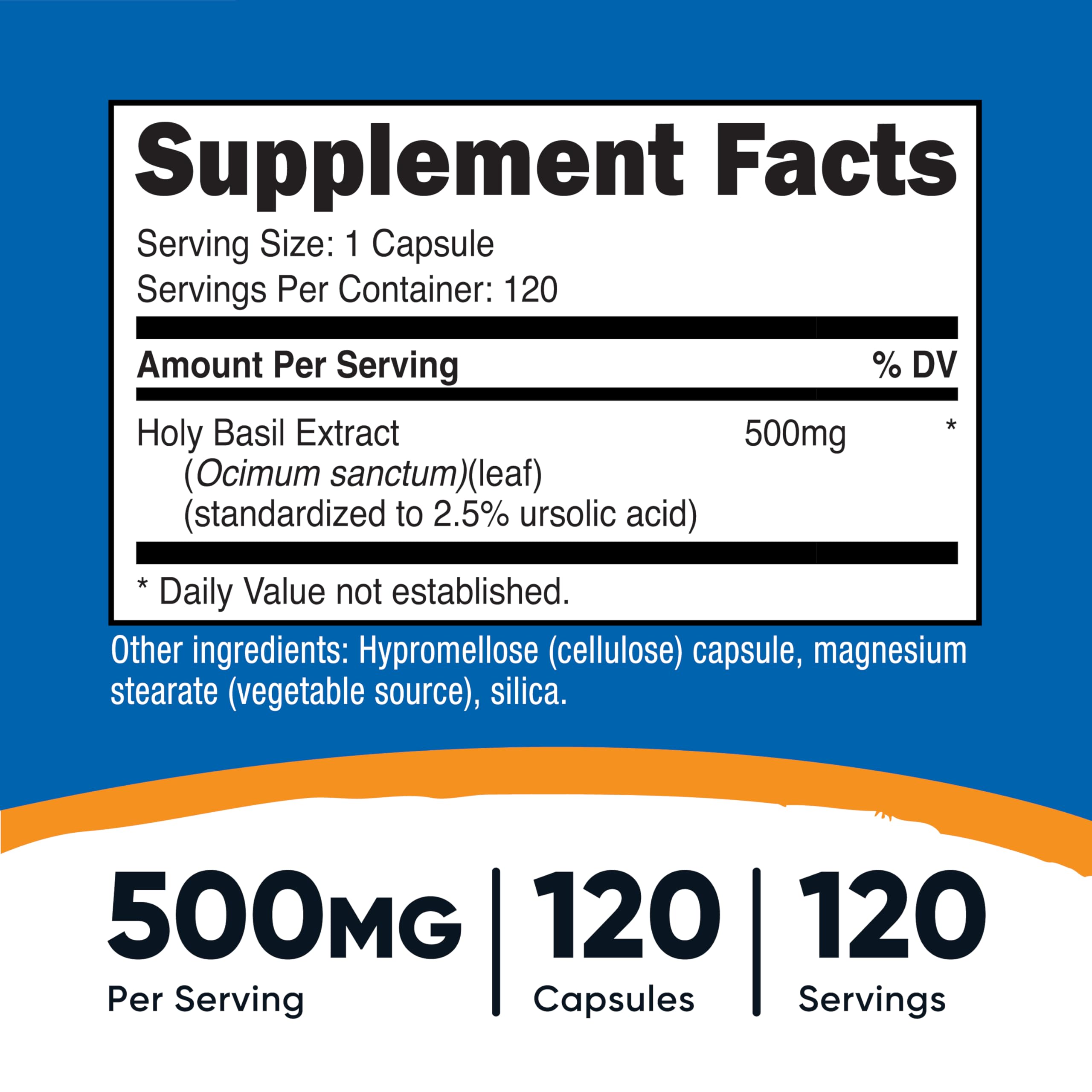 Packshot of Nutricost Holy Basil Capsules 500mg
