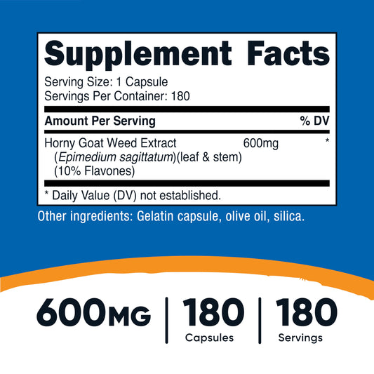 Nutricost Horny Goat Weed Epimedium bottle and capsules